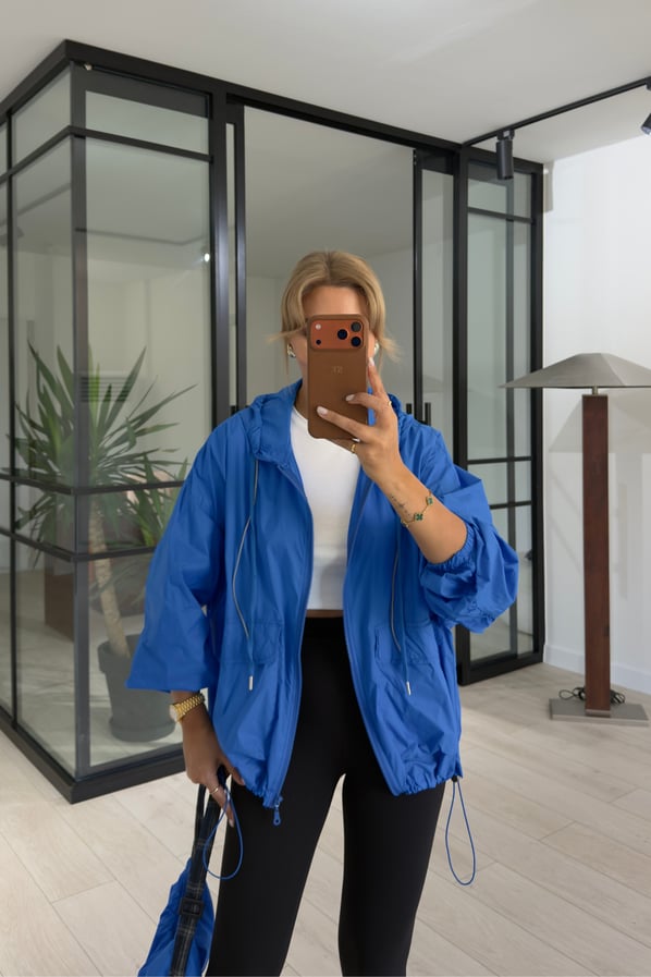 Çantalı Cep Detay Saks Oversize YağmurlukSezgi Tekin
