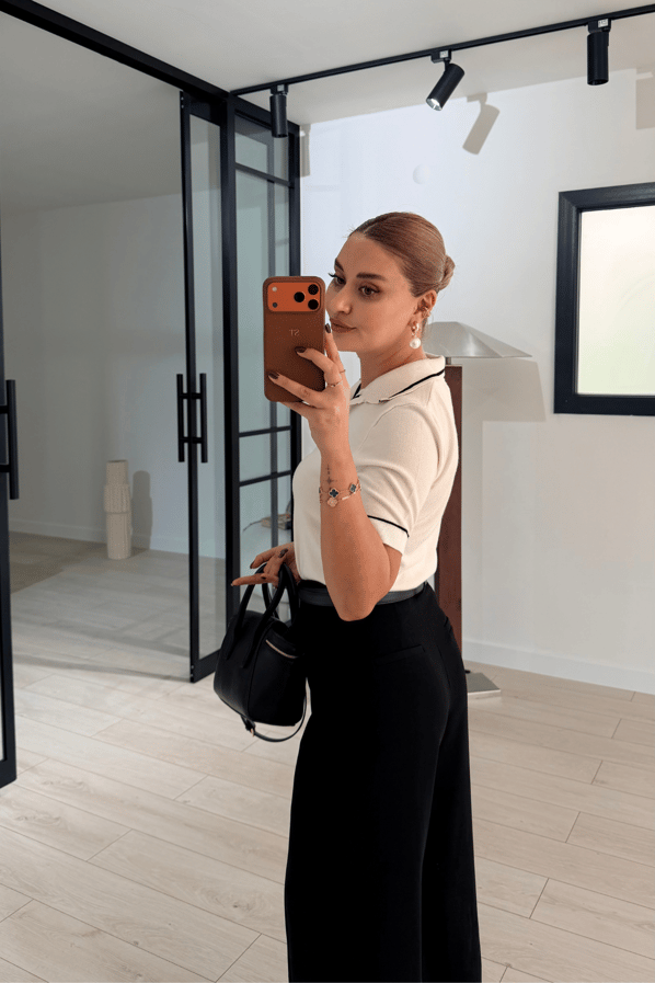 Çimalı Yüksek Bel Siyah Palazzo PantolonSezgi Tekin
