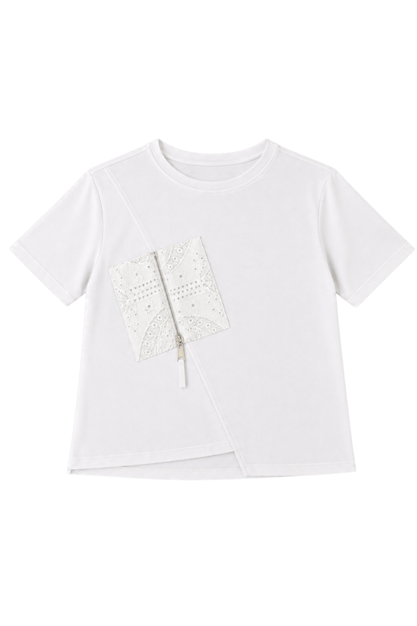 Dantel Cep Detay Ekru TshirtSezgi Tekin