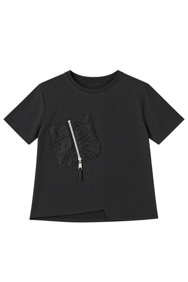 Dantel Cep Detay Siyah TshirtSezgi Tekin