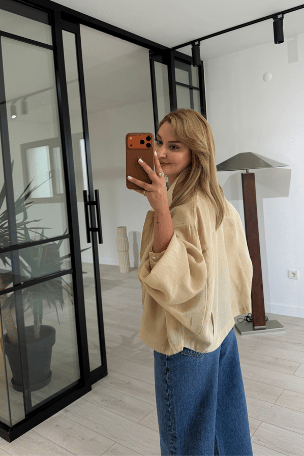Dik Yaka Oversize Taş Fermuarlı CeketSezgi Tekin
