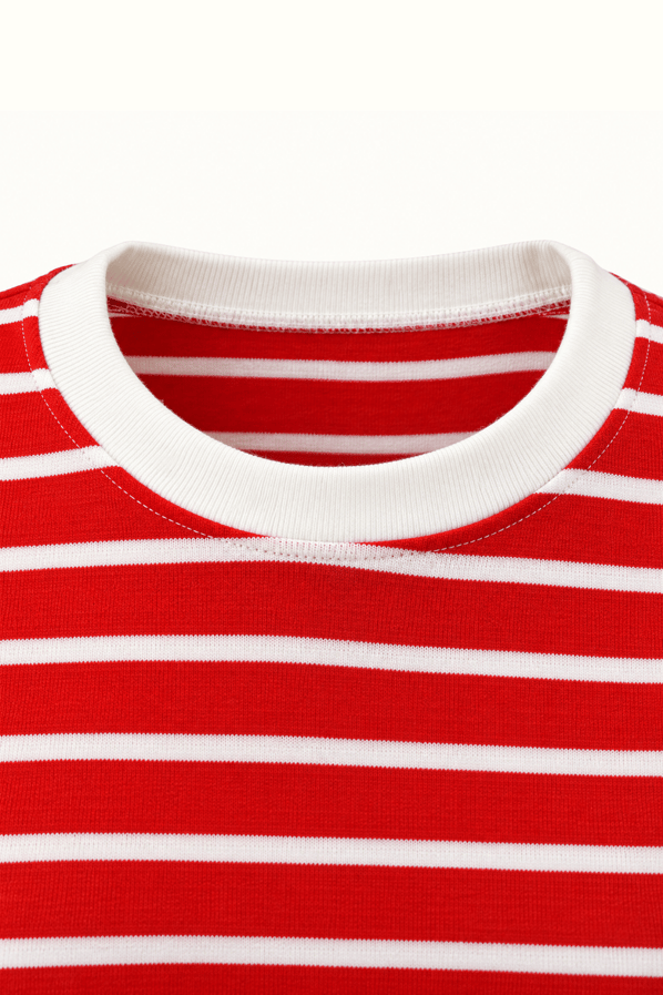 Ekru-Kırmızı Çizgili Uzun Kollu TshirtSezgi Tekin