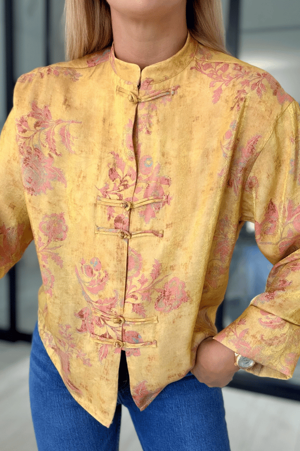 Floral Desen Düğüm Düğmeli GömlekSezgi Tekin