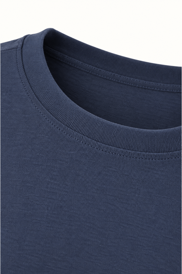 Geniş Kol Lacivert Pamuklu Basic TshirtSezgi Tekin