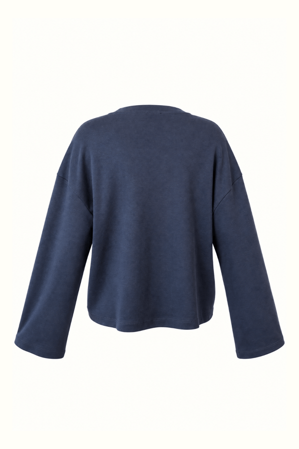 Geniş Kol Lacivert Pamuklu Basic TshirtSezgi Tekin