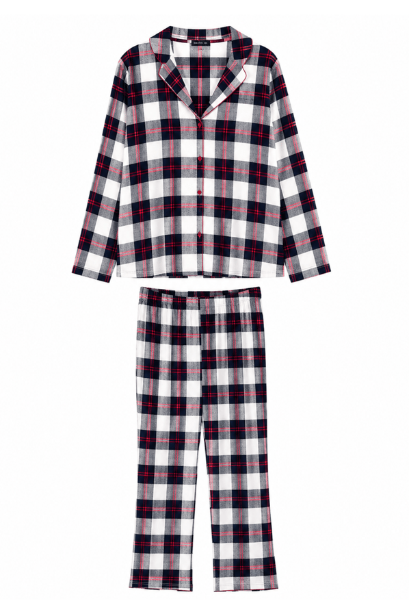 Gömlek Pantolon Ekose Pijama TakımıSezgi Tekin
