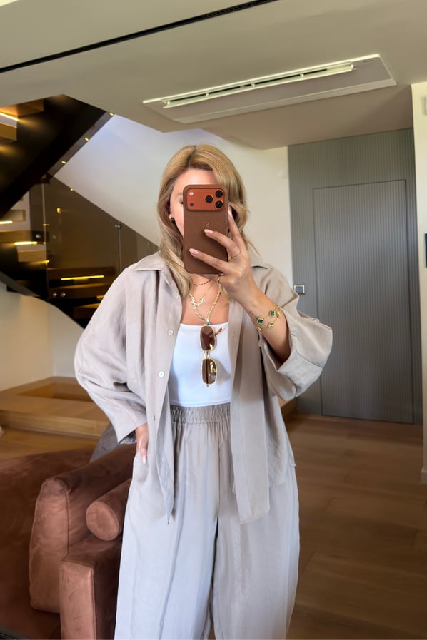 Gömlek/Slouchy Pantolon Tensel Modal Vizon TakımSezgi Tekin