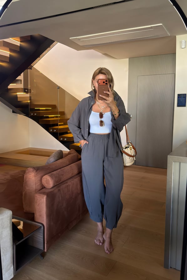 Gömlek/Slouchy Pantolon Tensel Modal Antrasit TakımSezgi Tekin