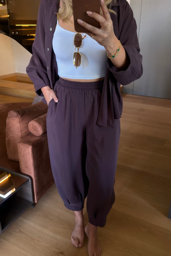 Gömlek/Slouchy Pantolon Tensel Modal Mürdüm TakımSezgi Tekin