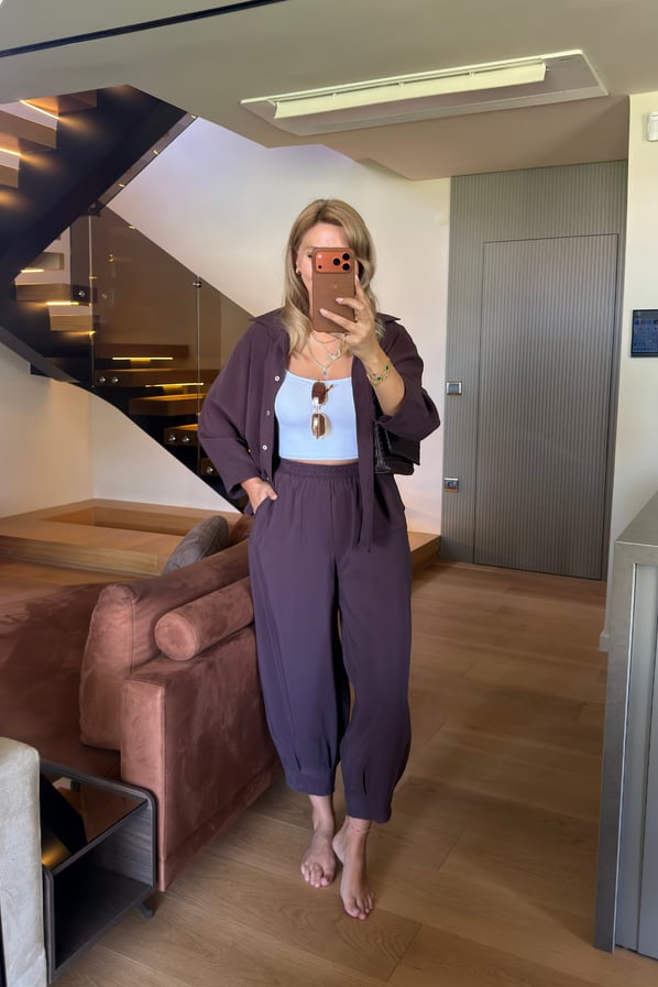 Gömlek/Slouchy Pantolon Tensel Modal Mürdüm TakımSezgi Tekin