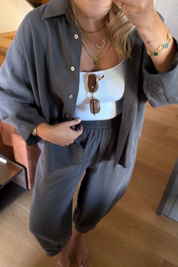 Gömlek/Slouchy Pantolon Tensel Modal Antrasit TakımSezgi Tekin