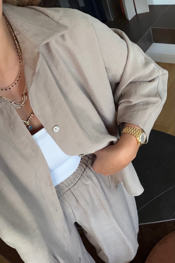 Gömlek/Slouchy Pantolon Tensel Modal Vizon TakımSezgi Tekin