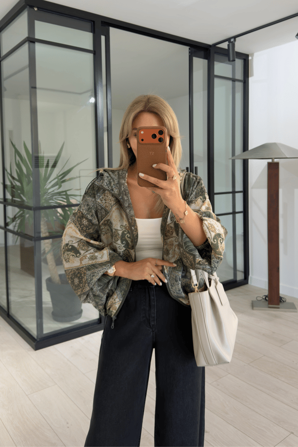 Haki Patch Desen Kapüşonlu Bomber CeketSezgi Tekin