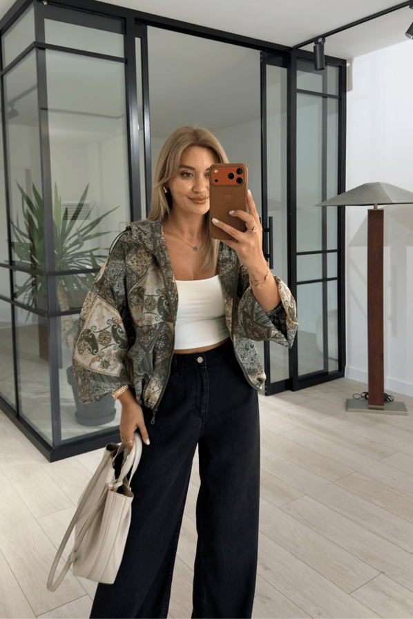 Haki Patch Desen Kapüşonlu Bomber CeketSezgi Tekin