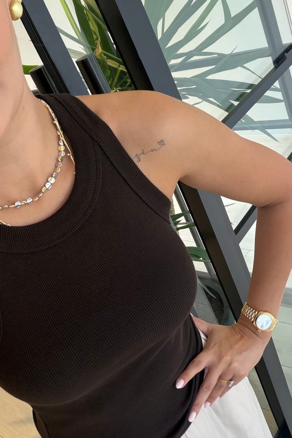 Halter Yaka Fitilli Acı Kahve Basic BluzSezgi Tekin