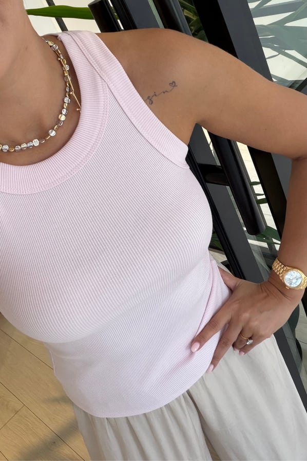 Halter Yaka Fitilli Pudra Basic BluzSezgi Tekin