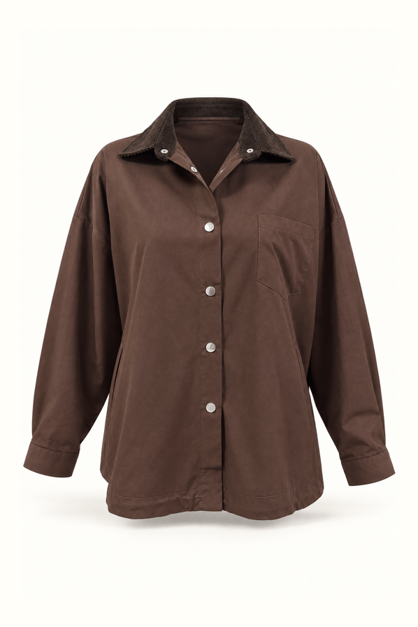 Kadife Yaka Bel Büzgü Detay Patlı Kahve CeketSezgi Tekin