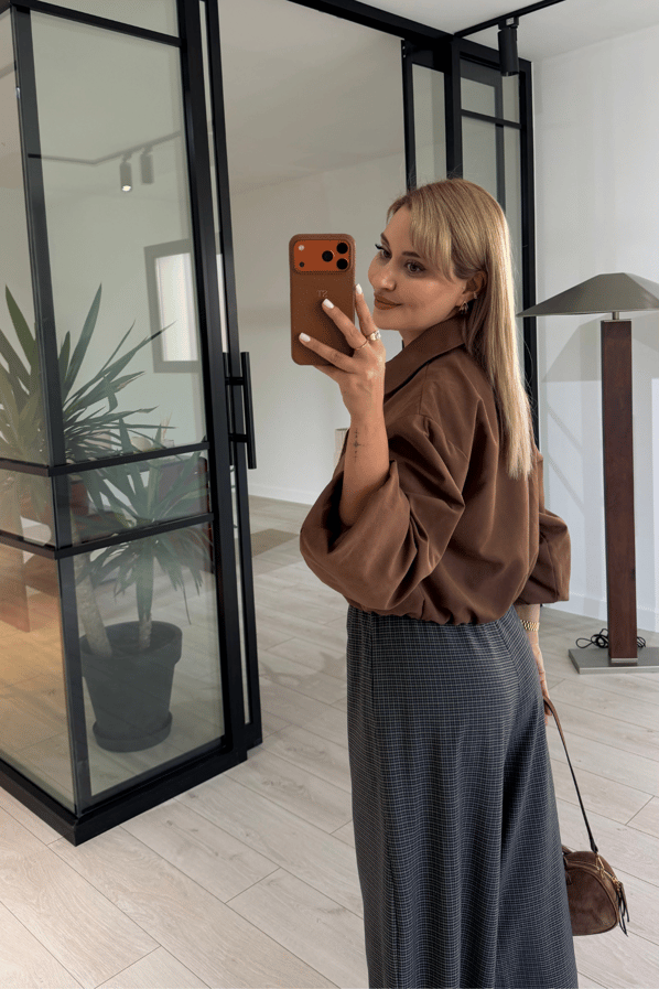 Kahve Nubuk Bomber CeketSezgi Tekin
