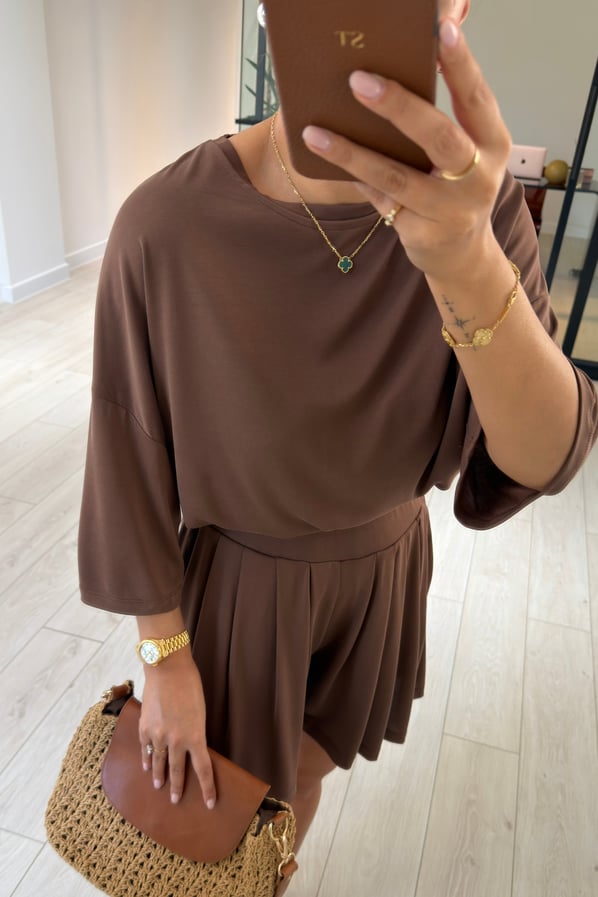 Kahve Oversize Modal TshirtSezgi Tekin