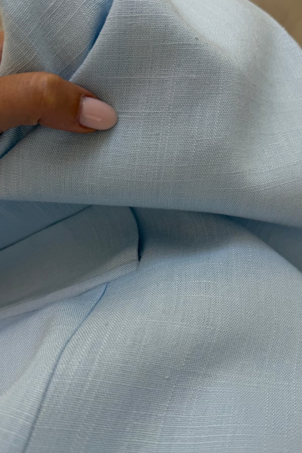 Kemerli Süs Cep Detay Bebek Mavi Oversize CeketSezgi Tekin