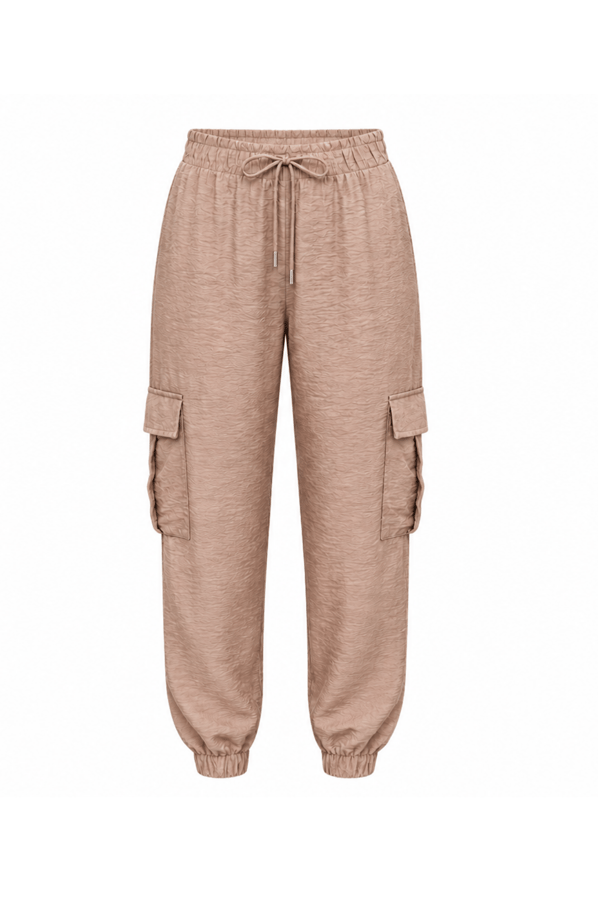 Kırışık Efektli Ceket Pantolon Camel  Saten TakımSezgi Tekin