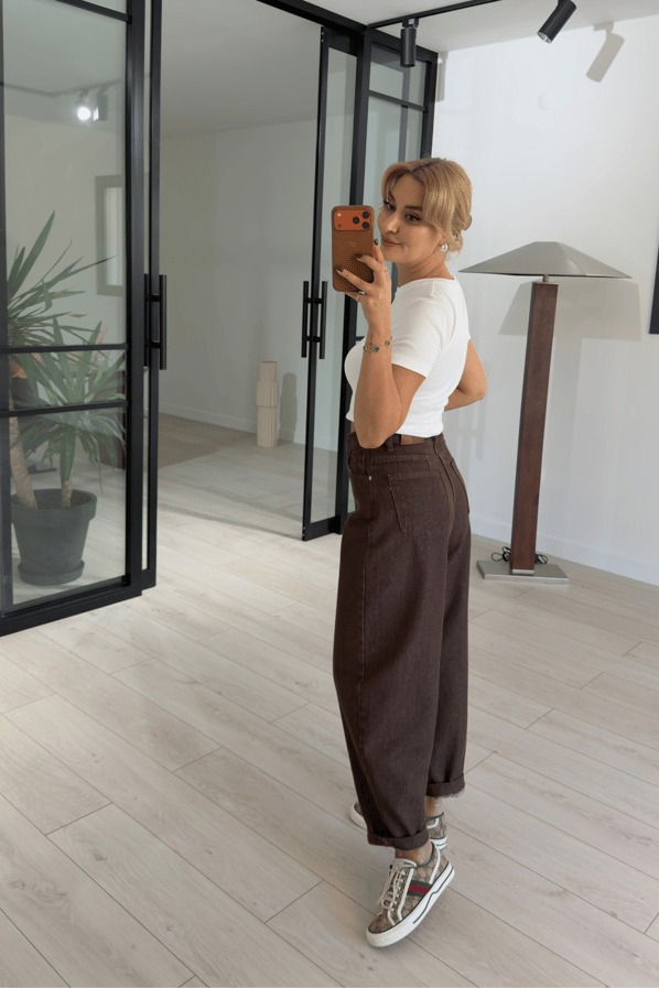 Koyu Kahve Barrel PantolonSezgi Tekin