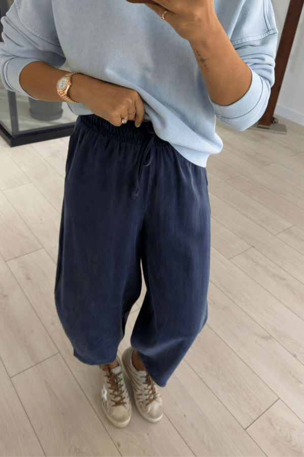 Lacivert Tensel Modal Slouchy PantolonSezgi Tekin