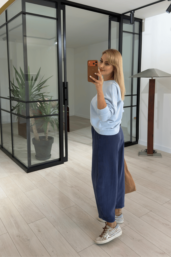 Lacivert Tensel Modal Slouchy PantolonSezgi Tekin