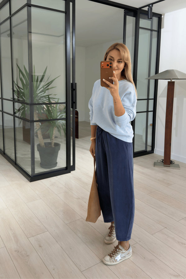 Lacivert Tensel Modal Slouchy PantolonSezgi Tekin