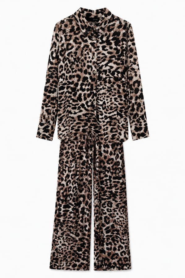 Leopar Gömlek Pantolon Viskon TakımSezgi Tekin
