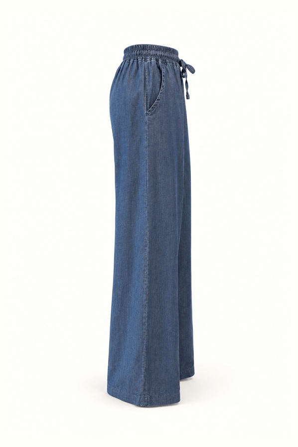 Oversize Gömlek-Pantolon Mavi Tensel Denim TakımSezgi Tekin
