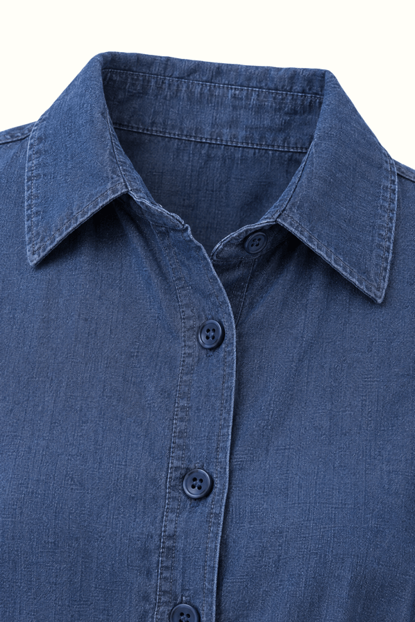 Oversize Gömlek-Pantolon Mavi Tensel Denim TakımSezgi Tekin