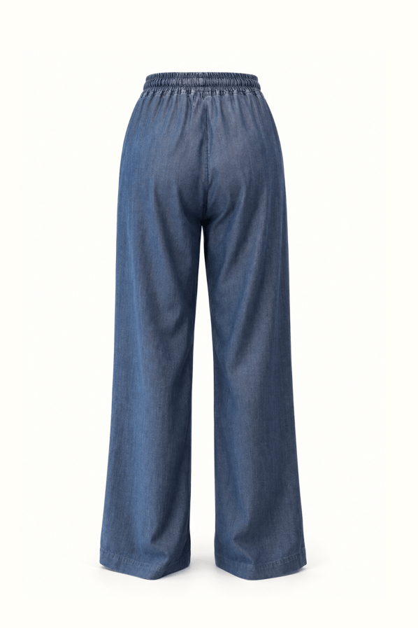 Oversize Gömlek-Pantolon Mavi Tensel Denim TakımSezgi Tekin
