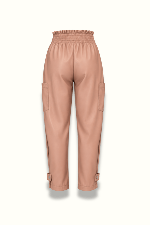 Paça Detay Pudra Slouchy Deri PantolonSezgi Tekin