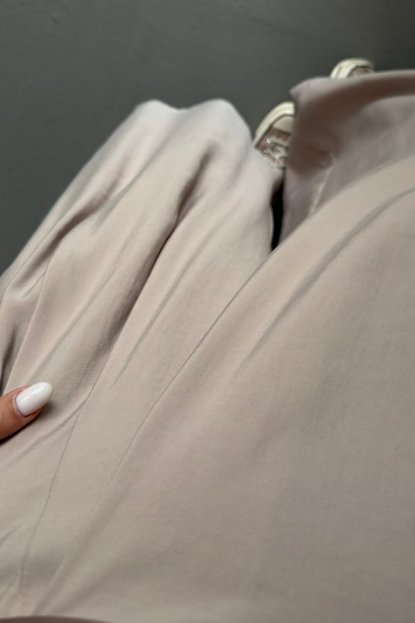 Pileli Etek Görünümlü Vizon Tensel PantolonSezgi Tekin