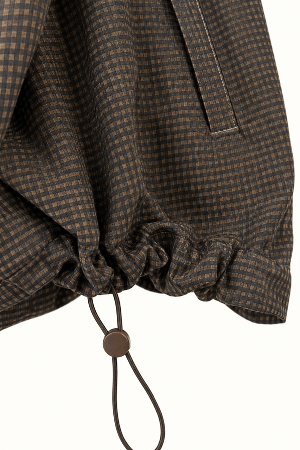 Pötikareli Oversize Gömlek Slouchy Pantolon Kahve TakımSezgi Tekin