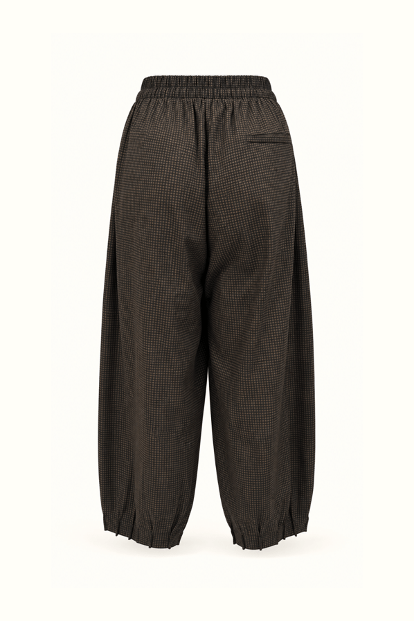 Pötikareli Oversize Gömlek Slouchy Pantolon Kahve TakımSezgi Tekin