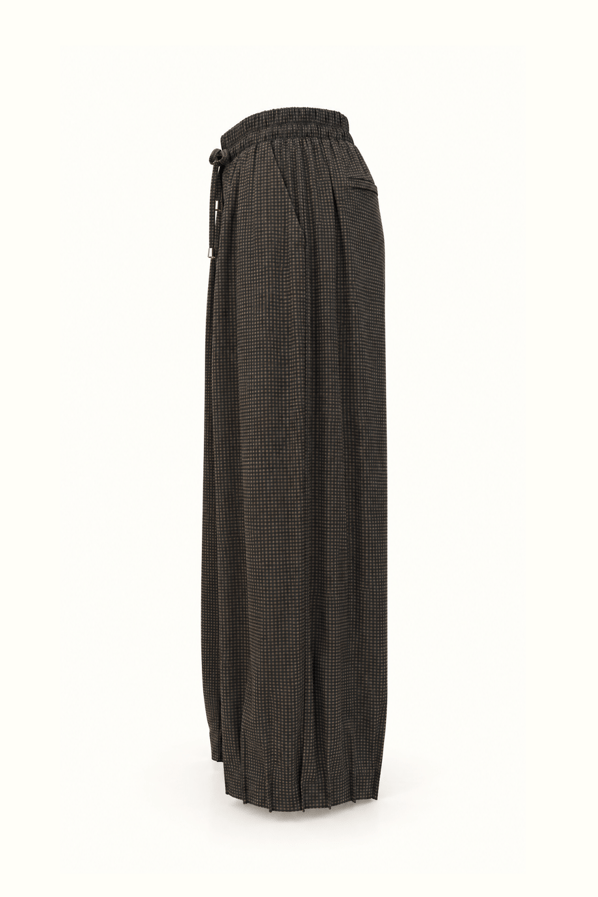 Pötikareli Oversize Gömlek Slouchy Pantolon Kahve TakımSezgi Tekin