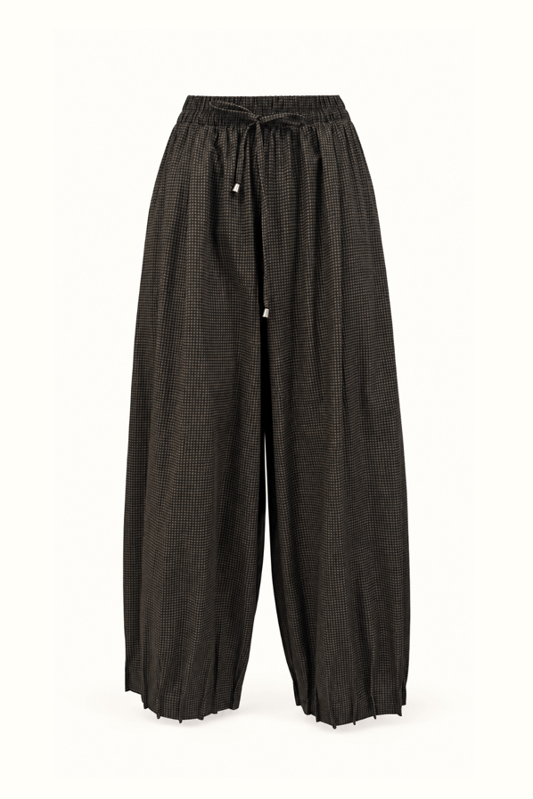 Pötikareli Oversize Gömlek Slouchy Pantolon Kahve TakımSezgi Tekin