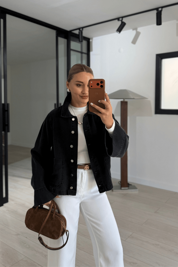 Premium Antrasit Tensel Denim CeketSezgi Tekin