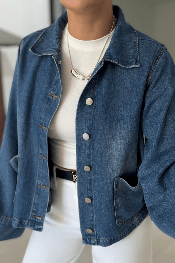 Premium Mavi Tensel Denim CeketSezgi Tekin