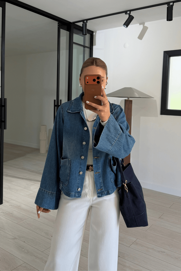 Premium Mavi Tensel Denim CeketSezgi Tekin