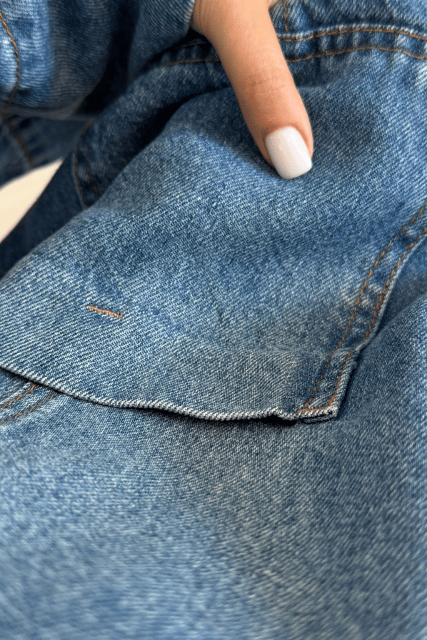 Premium Mavi Tensel Denim CeketSezgi Tekin