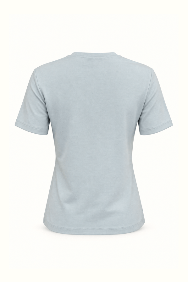 Premium Seri Bebe Mavi Bisiklet Yaka Basic Pamuklu TshirtSezgi Tekin