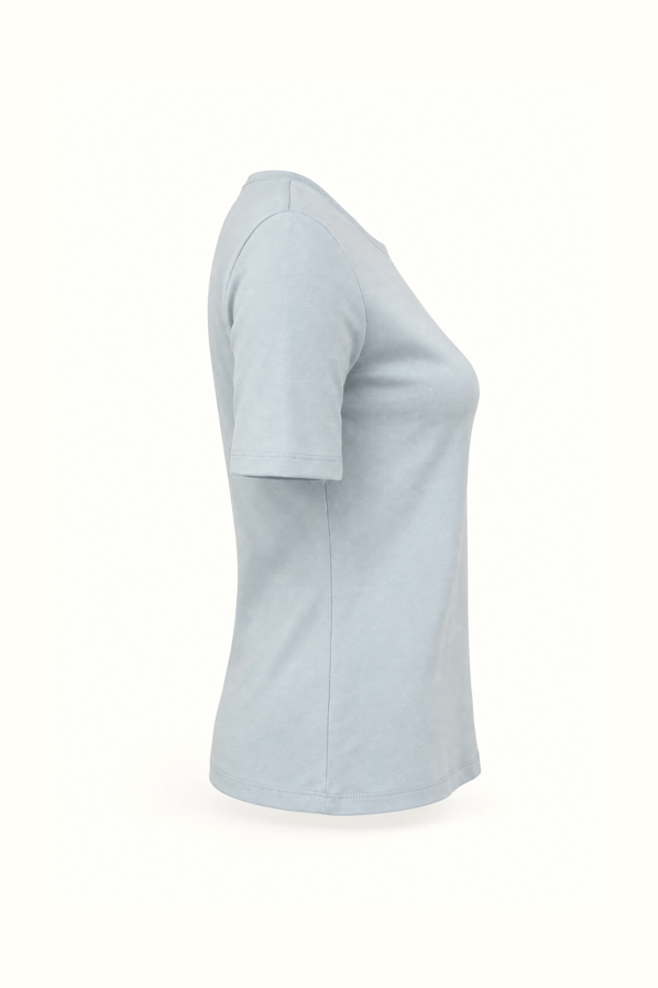 Premium Seri Bebe Mavi Bisiklet Yaka Basic Pamuklu TshirtSezgi Tekin