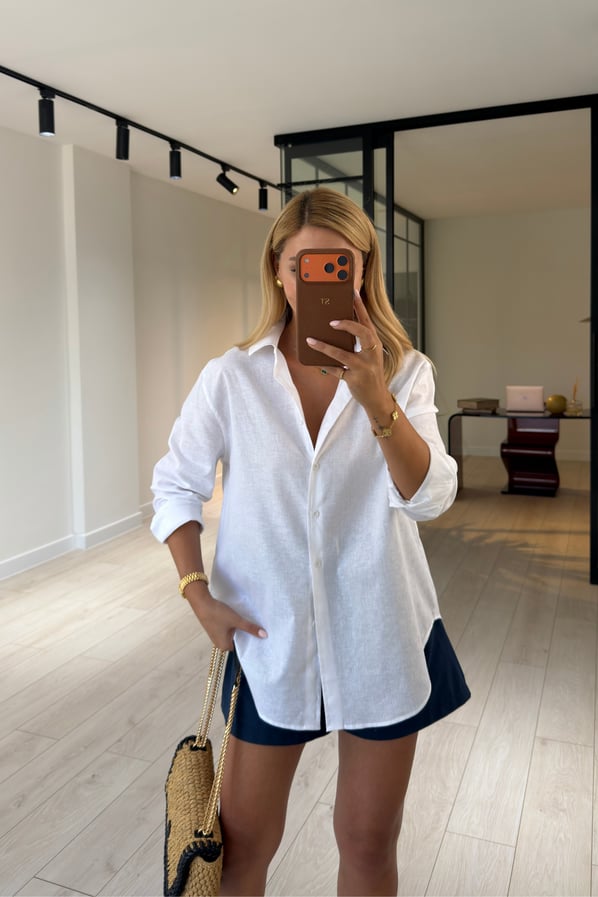 Premium Seri BF Beyaz Keten GömlekSezgi Tekin