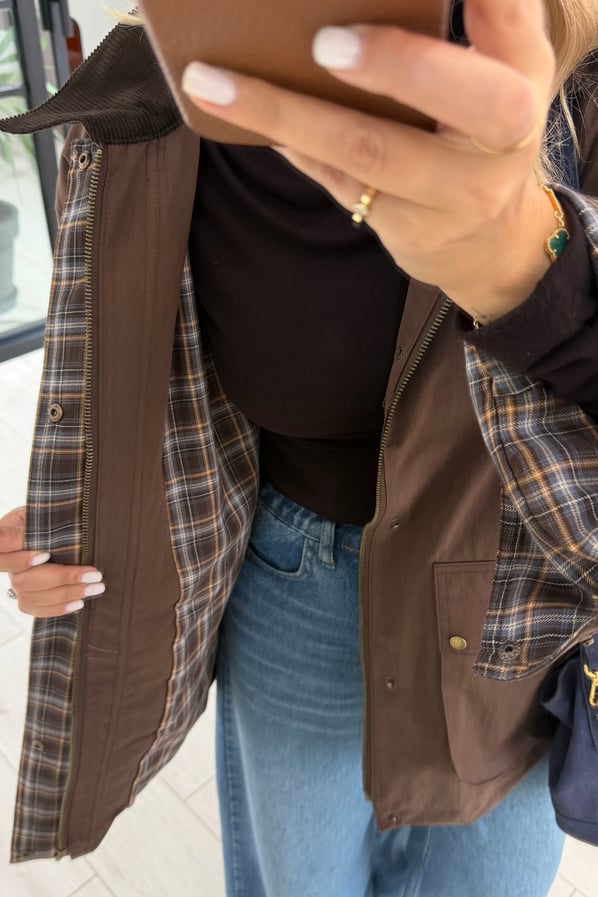 Premium Seri Ekose Astarlı Oversize Kahve ParkaSezgi Tekin