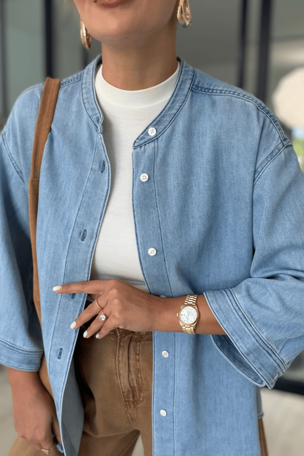 Premium Seri Hakim Yaka BF Denim CeketSezgi Tekin