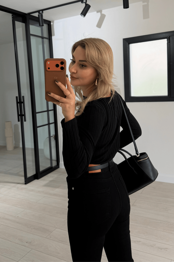 Premium Seri Likralı İspanyol Paça Siyah Fit JeanSezgi Tekin