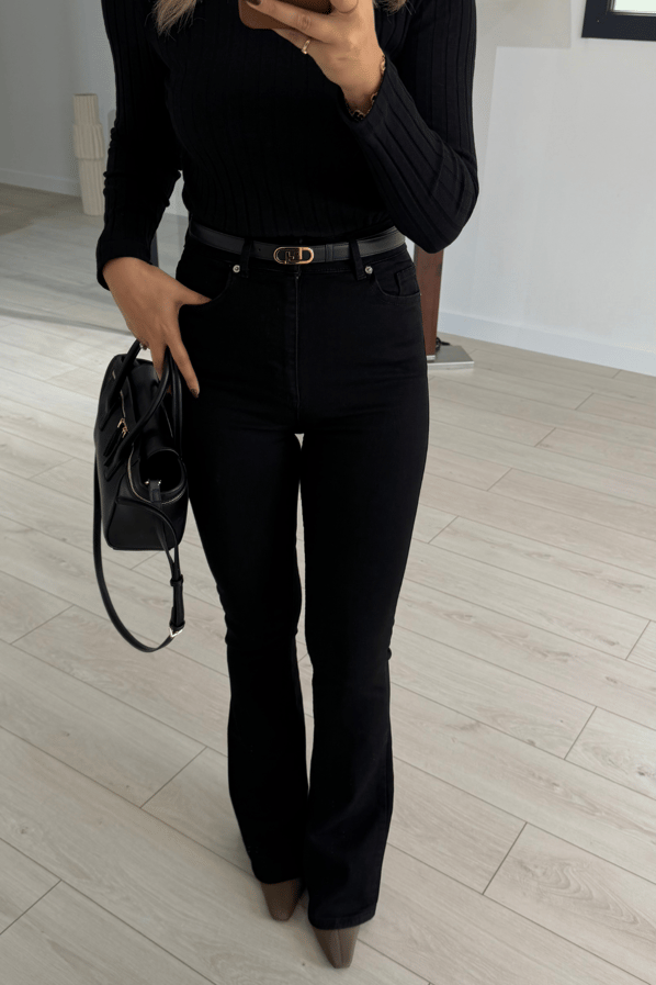 Premium Seri Likralı İspanyol Paça Siyah Fit JeanSezgi Tekin